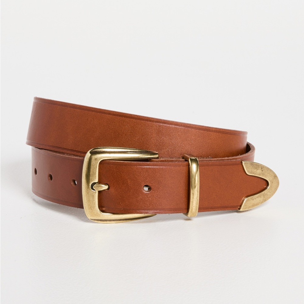 Leather Western Belt in English Saddle